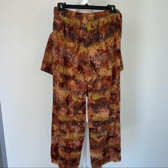 Tanami Pant Top Set Womens Size Medium M Vintage Rayon Patterned Brown Black - Picture 10 of 12